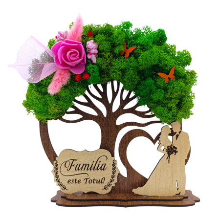 Cadouri Personalizabile - Copac decorativ cu licheni, cadou personalizat pentru Familie