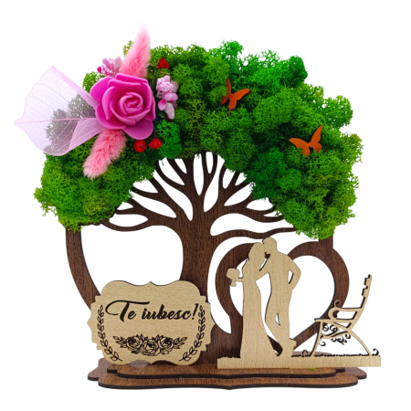 Cadouri Sotie - Copac decorativ cu licheni, cadou personalizat pentru Sotie "Te iubesc!"