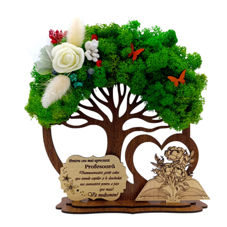 Cadouri Profesoara - Copac decorativ cu licheni, cadou personalizat pentru Profesoara, model 4