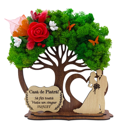Cadouri pentru Nunta - Copac decorativ cu licheni, cadou personalizat pentru Nunta "Casa de Piatra!"