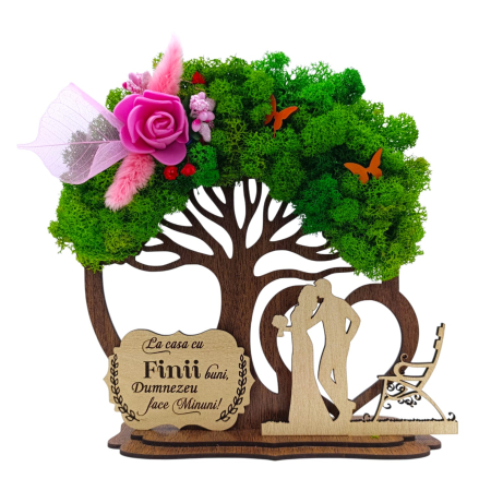 Cadouri Fini - Copac decorativ cu licheni, cadou personalizat pentru Fini "La casa cu..."