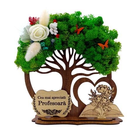 Cadouri Profesoara - Copac decorativ cu licheni, cadou personalizat pentru Profesoara, model 2