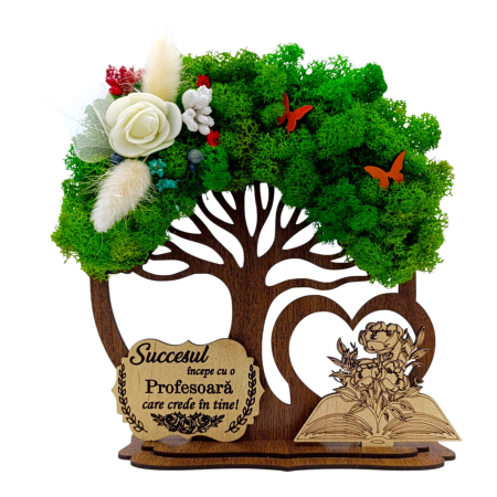 Cadouri Profesoara - Copac decorativ cu licheni, cadou personalizat pentru Profesoara, model 1