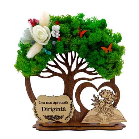 Cadouri Diriginta - Copac decorativ cu licheni, cadou personalizat pentru Diriginta