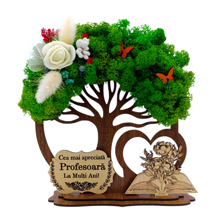 Cadouri Profesoara - Copac decorativ cu licheni, cadou personalizat pentru Profesoara, model 3