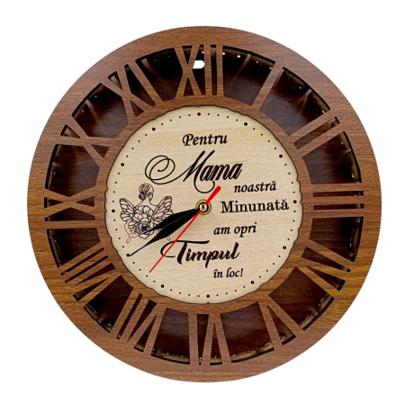 Cadouri Frate - Ceas de perete, cadou personalizat cu mesaj pentru Familie/Prieteni/Parinti, 30-40 cm, Nuc