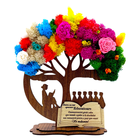 Cadouri Educatoare - Decoratiune Copac cu licheni 4 anotimpuri, personalizat pentru Educatoare, model 2