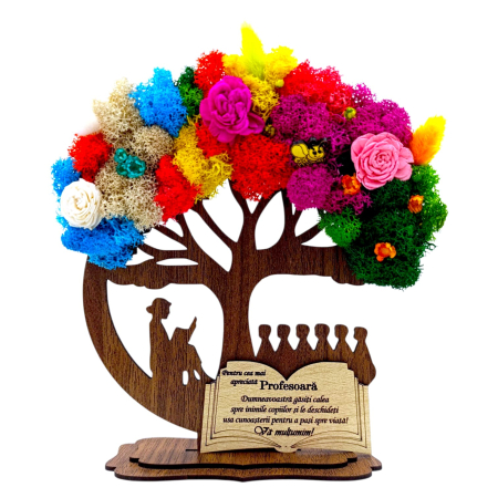 Cadouri Profesoara - Decoratiune Copac cu licheni 4 anotimpuri, personalizat pentru Profesoara