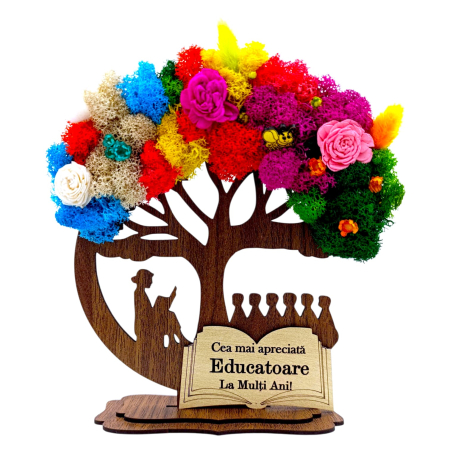 Cadouri Educatoare - Decoratiune Copac cu licheni 4 anotimpuri, personalizat pentru Educatoare