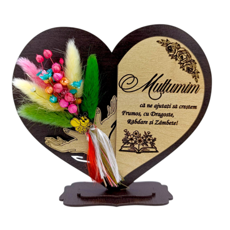 Cadouri Personalizabile - Cadou personalizat pentru Profesori - inima cu paie si mesaj personalizat – 15 cm