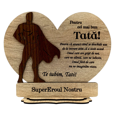 Cadouri Sot - ecorațiune din Lemn Personalizată – Cadou pentru Tată, SuperEroul Familiei - Sonoma