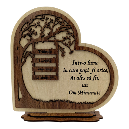 Cadouri Familie - Inima din lemn - Cadou personalizat pentru un Om Minunat