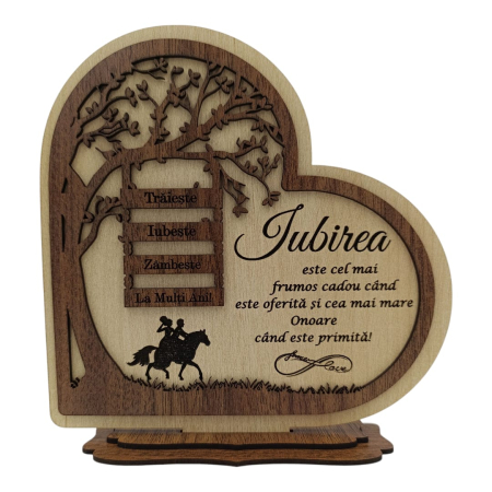 Cadouri Sotie - Inima din lemn - Cadou personalizat pentru Sotie "Iubirea..", model 2
