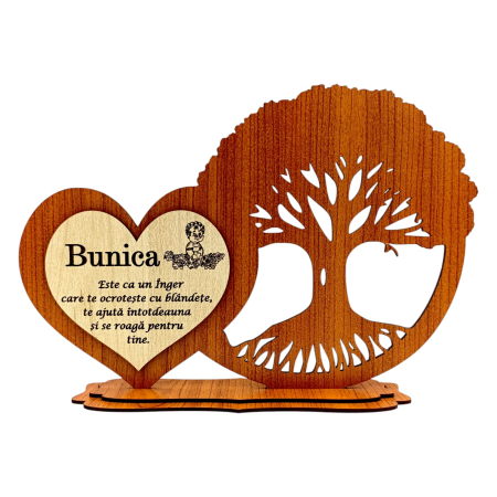 Cadouri Bunica - Inimă si Copac - cadou personalizat cu mesaj pentru Bunica, cires