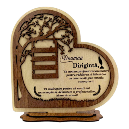 Cadouri Diriginta - Inima din Lemn - Cadou personalizat pentru Diriginta