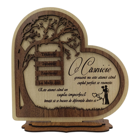 Cadouri pentru Nunta - Decoratiune Inima din Lemn Personalizată – Cadou pentru Casnicie