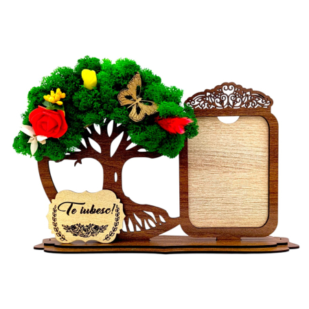 Rame foto - Decoratiune Rama foto si copac cu licheni, personalizat pentru Sotie