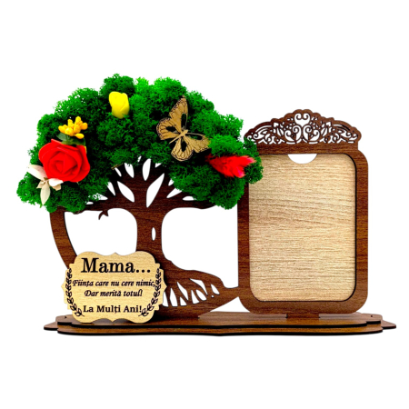 Rame foto - Decoratiune Rama foto si copac cu licheni, personalizat pentru Mama