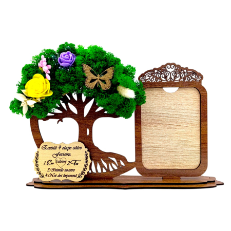 Rame foto - Decoratiune Rama foto si copac cu licheni, personalizat pentru Sotie, model 2