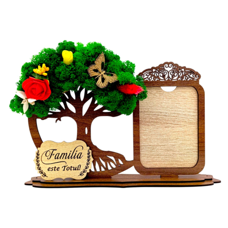 Rame foto - Decoratiune Rama foto si copac cu licheni, personalizat pentru Familie "Familia este..."