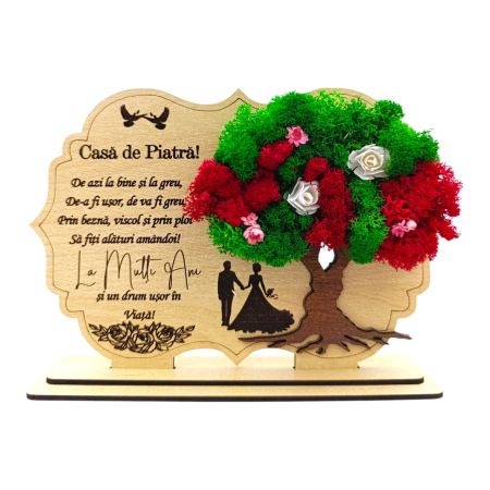 Cadouri pentru Nunta - Decoratiune tablou cu licheni, cadou personalizat pentru Nunta "Casa de Piatra!"