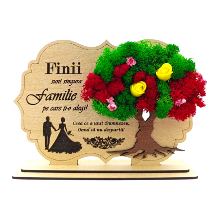 Cadouri Fini - Decoratiune tablou cu licheni, cadou personalizat pentru Fini