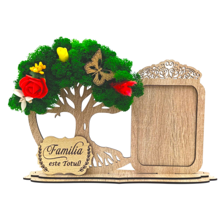 Rame foto - Decoratiune Rama foto si copac cu licheni, personalizat pentru Familie, sonoma
