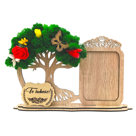 Rame foto - Decoratiune Rama foto si copac cu licheni, personalizat pentru Sotie "Te iubesc!", sonoma