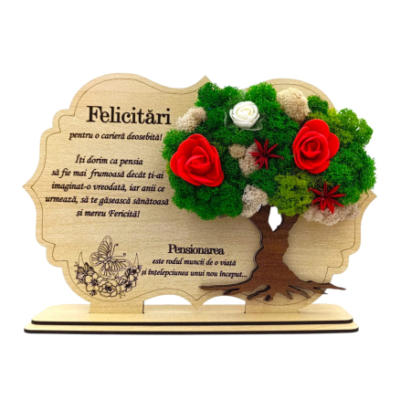 Cadouri Personalizabile - Decoratiune tablou cu licheni, cadou personalizat pentru Pensionara