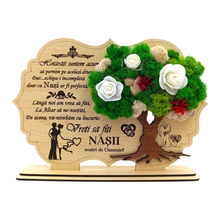 Cadouri Nasi - Decoratiune tablou cu licheni, cadou personalizat pentru Cerere Nasi