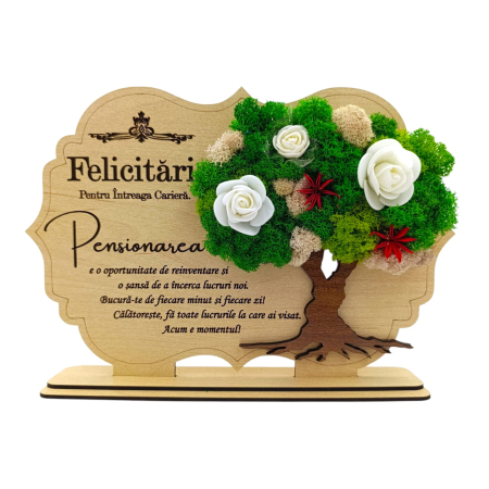 Cadouri Pensionari - Decoratiune tablou cu licheni, cadou personalizat pentru Pensionari, model 1