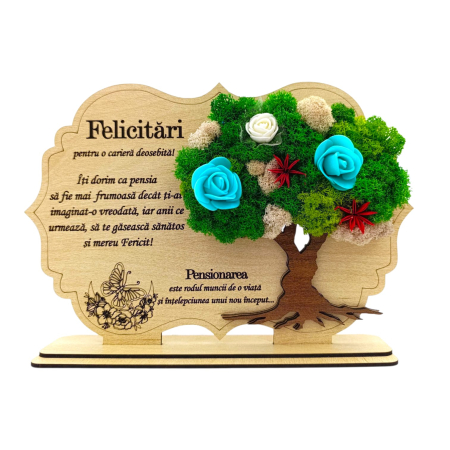 Cadouri Personalizabile - Decoratiune tablou cu licheni, cadou personalizat pentru Pensionar