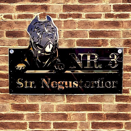 Numere Adresa - Plexiglass - Numar Casa personalizabil, placheta numar si strada, Cane Corso