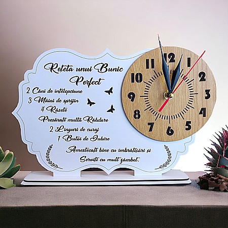 Tablou ceas personalizat cu mesaj standard pentru Bunic, dimensiune 30x20cm, cadran maro Cadouri Personalizabile - Tablou ceas personalizat cu mesaj standard pentru Bunic, dimensiune 30x20cm, cadran maro