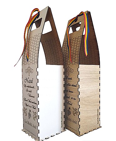 Cadou personalizat, Cutie din Lemn pentru Sticla de Vin - Cadou Elegant și Unic, personalizata pentru Nunta/Cununie, 37x10cm [1]