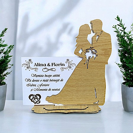 Decoratiuni Ocazie - Tablou decorativ personalizabil pentru "Casatorie", 22x24cm,Produs în România de Rustic Wood Decor
