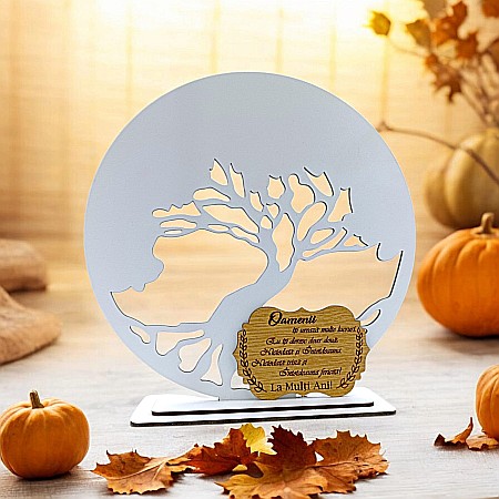 Blankuri - Blank pentru licheni stabilizati cu suport, personalizat pentru sefa, prieteni, familie, " La multi ani!" personalizabil, Produs în România de Rustic Wood Decor, model 2