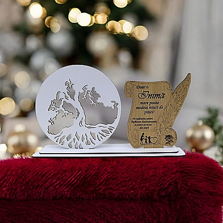 Blank Copacul Vietii cu Placută, personalizat pentru educatoare, învatatoare, Produs în România de Rustic Wood Decor ,dimensiune 30x18cm