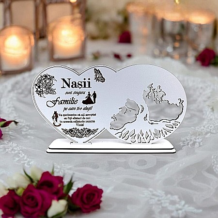 Blankuri - Blank decorativ cu suport, personalizat pentru Nași , Produs în România de Rustic Wood Decor, dimensiune 30x16cm