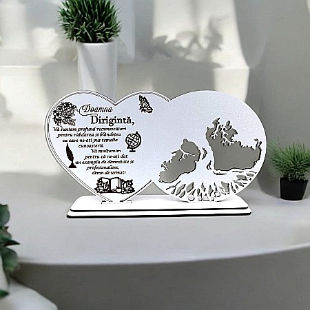 Blankuri - Blank decorativ cu suport, personalizat pentru Dirigintă , Produs în România de Rustic Wood Decor, dimensiune 30x16cm