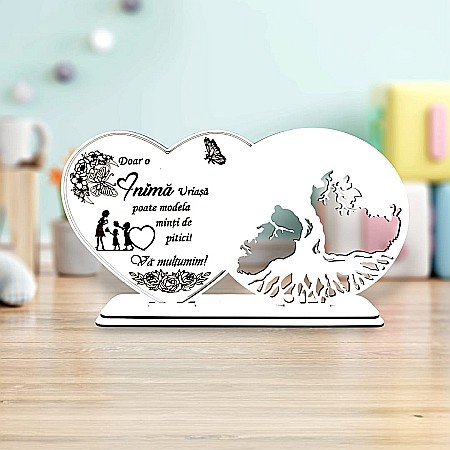 Blankuri - Blank decorativ cu suport, personalizat O Inimă Uriașă , Produs în România de Rustic Wood Decor, dimensiune 30x16cm