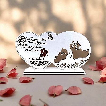 Blankuri - Blank decorativ cu suport, personalizat Dragostea a fost doar un cuvânt , Produs în România de Rustic Wood Decor, dimensiune 30x16cm
