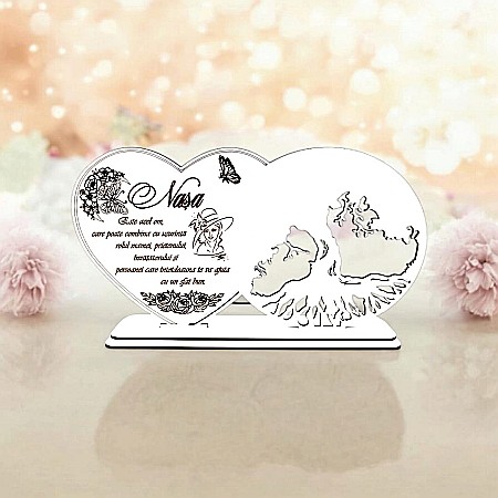 Blankuri - Blank decorativ cu suport, personalizat pentru Nașă , Produs în România de Rustic Wood Decor, dimensiune 30x16cm