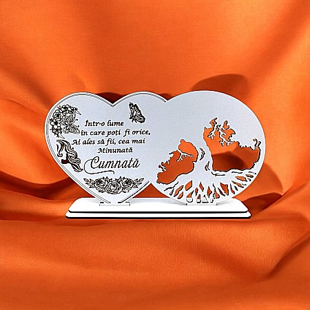 Blankuri - Blank decorativ cu suport, personalizat pentru Cumnată , Produs în România de Rustic Wood Decor, dimensiune 30x16cm