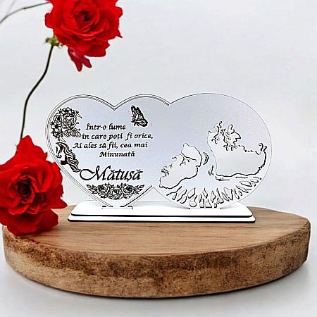 Blankuri - Blank decorativ cu suport, personalizat pentru Mătușa , Produs în România de Rustic Wood Decor, dimensiune 30x16cm