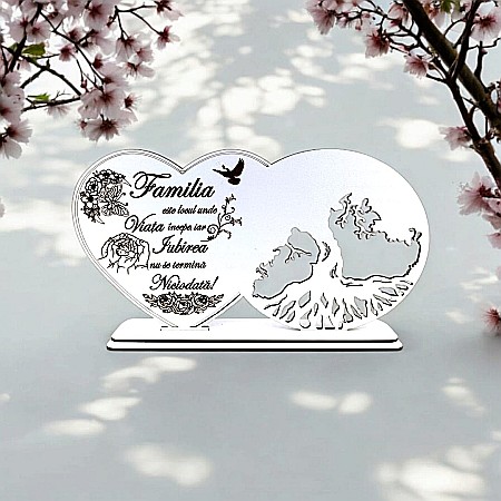 Blankuri - Blank decorativ cu suport, personalizat Familia este locul unde viata incepe , Produs în România de Rustic Wood Decor, dimensiune 30x16cm