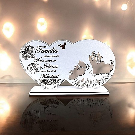 Blankuri - Blank decorativ cu suport, personalizat Familia este locul unde Viața Începe , Produs în România de Rustic Wood Decor, dimensiune 30x16cm