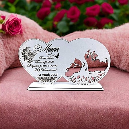 Blankuri - Blank decorativ cu suport, personalizat pentru Mamă , Produs în România de Rustic Wood Decor, dimensiune 30x16cm