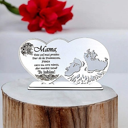 Cadouri Mama - Blank decorativ cu suport, personalizat pentru Mamă , Produs în România de Rustic Wood Decor, dimensiune 30x16cm