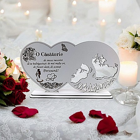 Blankuri - Blank decorativ cu suport, personalizat O Căsătorie De Succes Necesită , Produs în România de Rustic Wood Decor, dimensiune 30x16cm